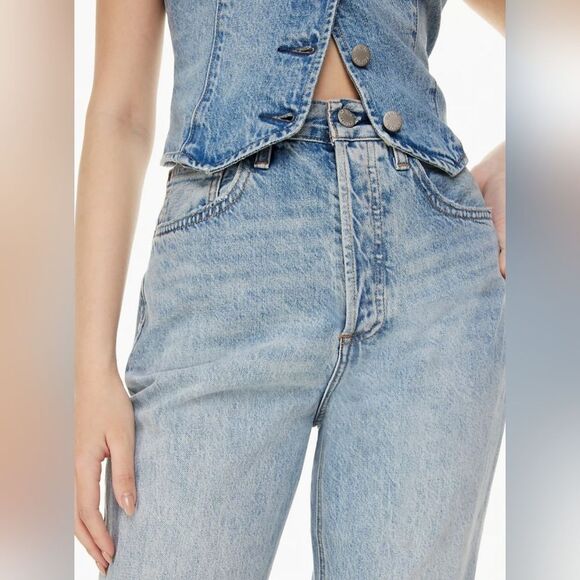 Denim Forum Light Blue Straight Leg Jeans - Picture 6 of 9